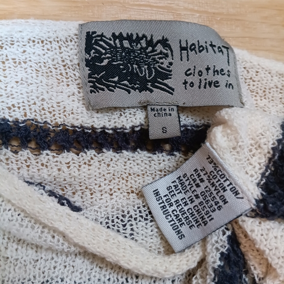 Habitat Clothes To Live In Sz S Striped Button Sleeve Cotton Knit Sweater - Picture 4 of 7
